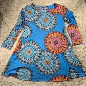 Leo Rosi Size L Geometric Flare Dress NWOT